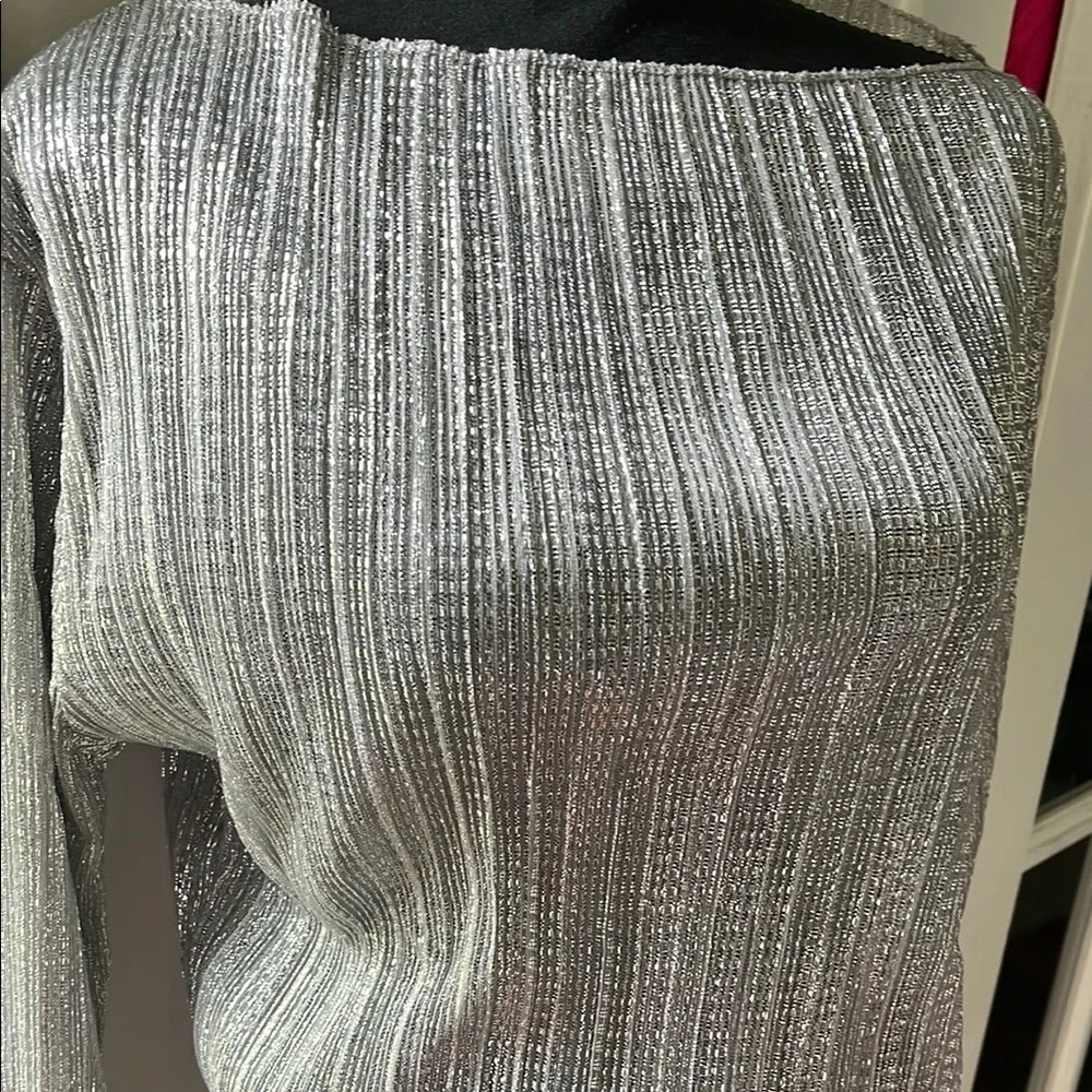 J. Crew Silver Metallic Blouse - Picture 4 of 7